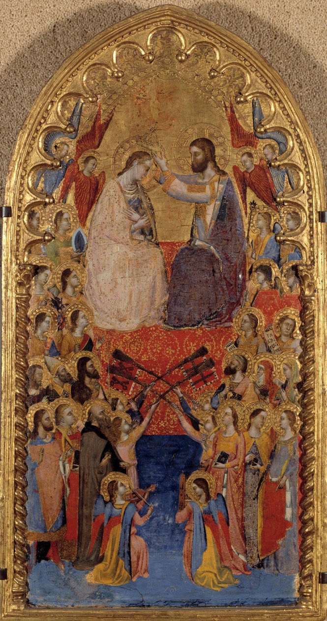 A coroação do Altar Virgem de Puccio di Simone diz que o Mestre da Obra Altar de Fabriano de Puccio di Simone