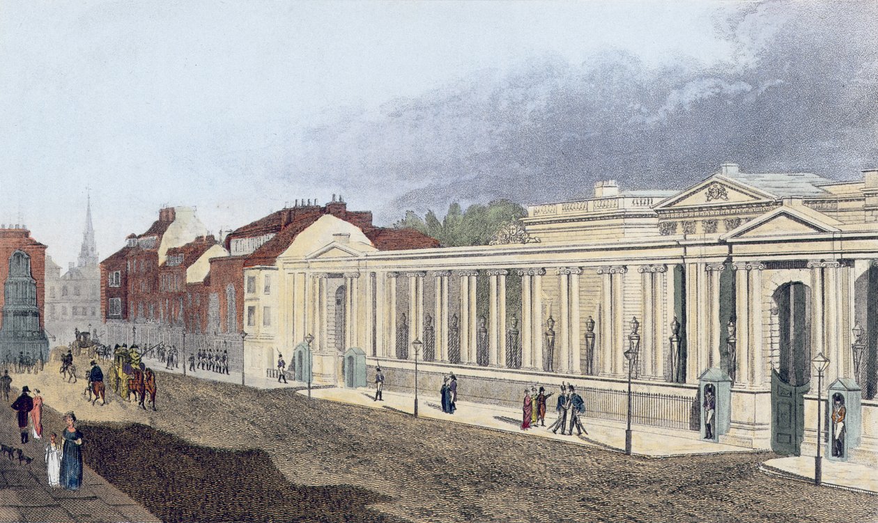 Carlton House, do &39;Repositório de Ackermann para as Artes, Literatura, Comércio, Manufatura, Moda e Política&39;, publicado em 1809 (aquatint) de Pugin and Rowlandson