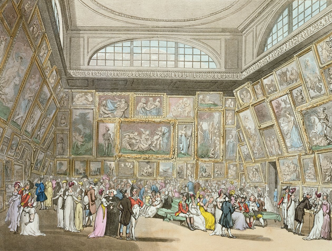 Sala de Exposições, Somerset House, de &39;Ackermann&39;s Microcosm of London&39;, 1808 (aquatinta colorida) de Pugin and Rowlandson