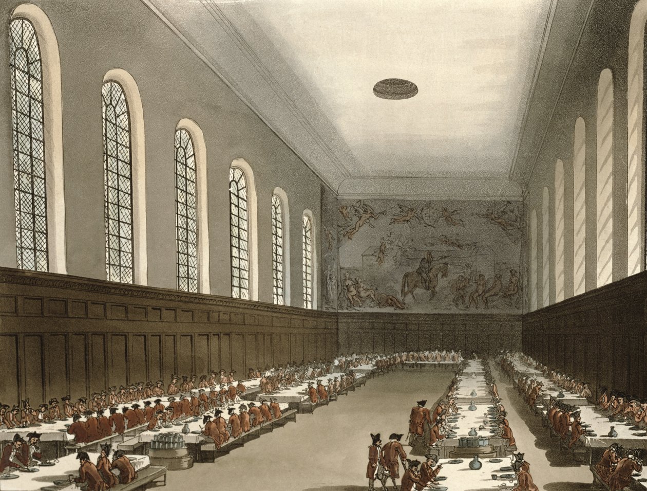 Hospital Militar, Chelsea, do Microcosmo de Londres de Ackermann de Pugin and Rowlandson