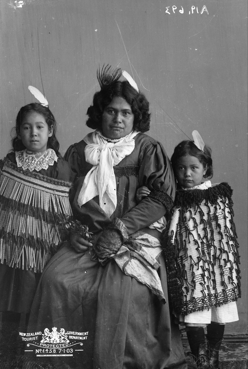 Maori mulher e dois filhos de Pulman and Son