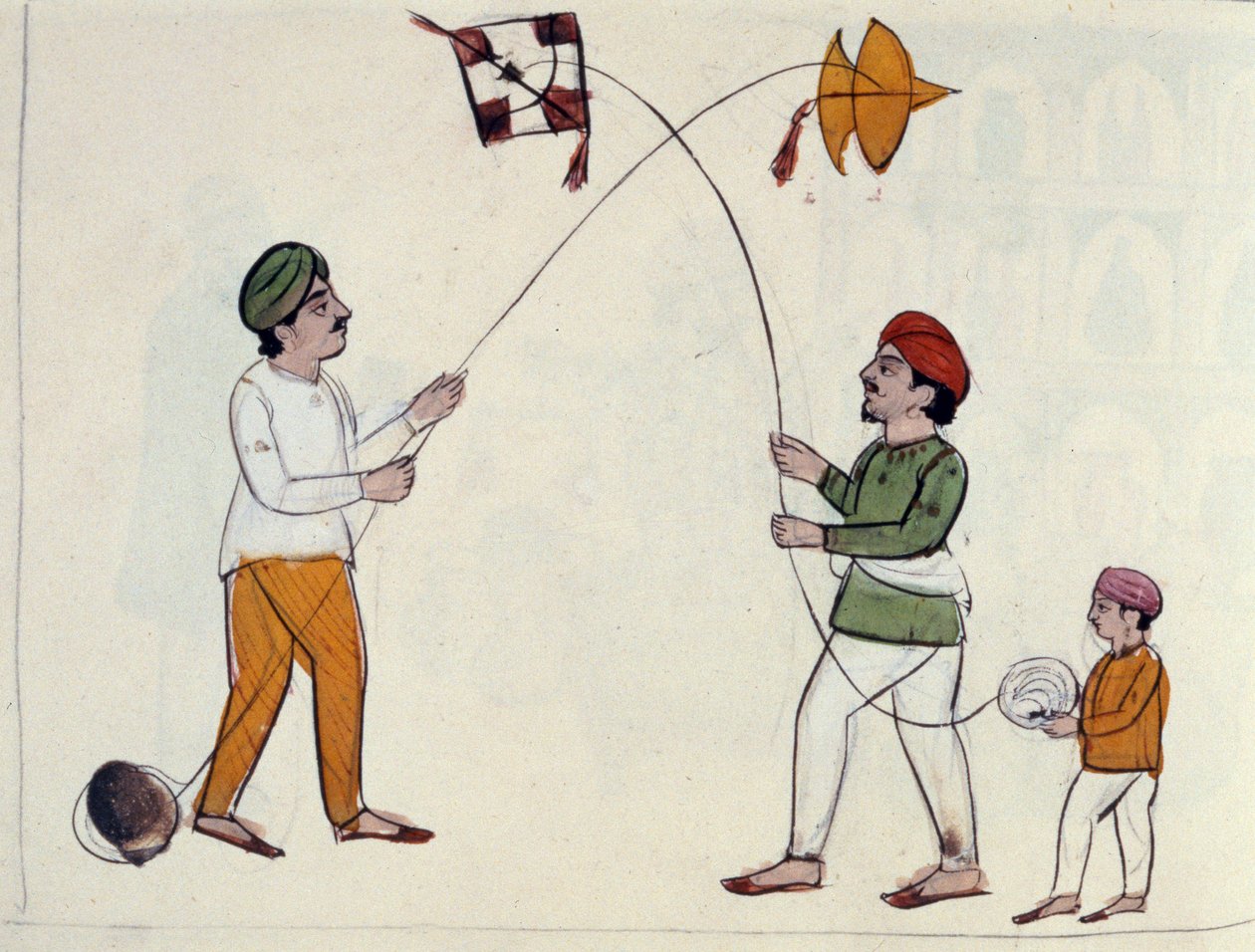 Papagaios Voadores, c.1890 (wc no papel) de Punjabi School