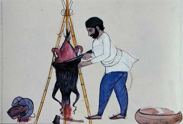 Açougueiro, c.1890 (aguarela sobre papel) de Punjabi School