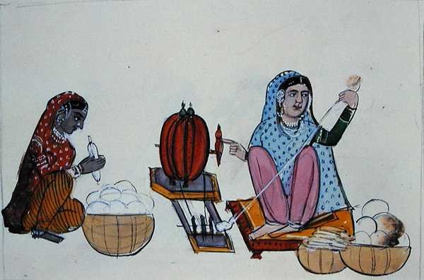 Moinho de Algodão (Behna) c.1890 (aguarela sobre papel) de Punjabi School