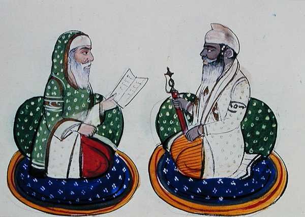 Fakir Nur-ud-din e Sardar Atar Singh, c.1890 (aguarela sobre papel) de Punjabi School