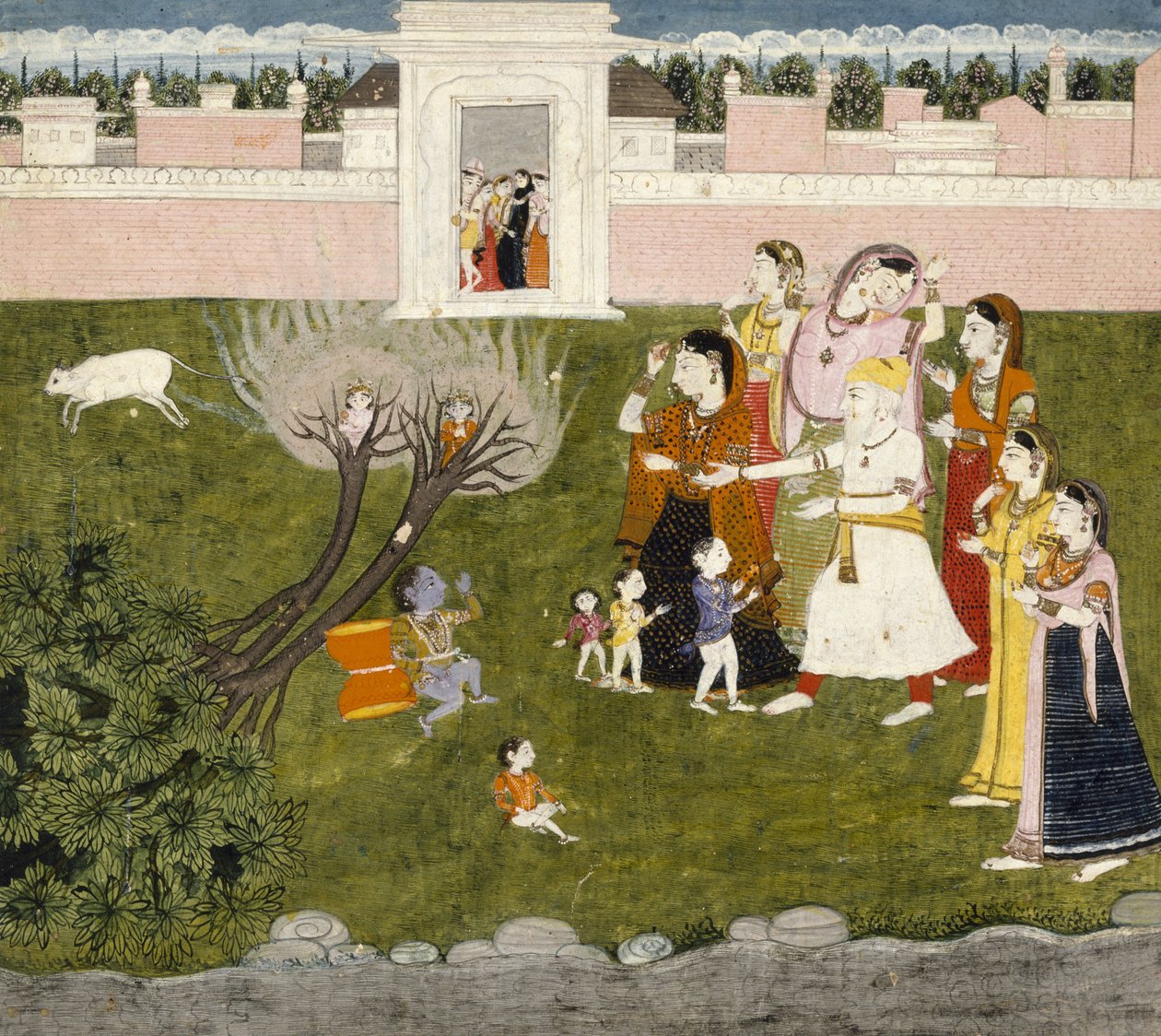 Sem título (história de Krishna), c.1800 (tempera sobre papel) de Kangra