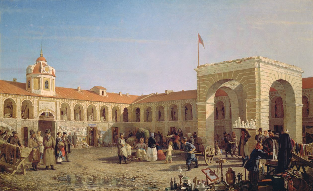 Mercado de Apraksin em São Petersburgo, 1862 de Pjotr ​​​​Petrowitsch Wereschtschagin