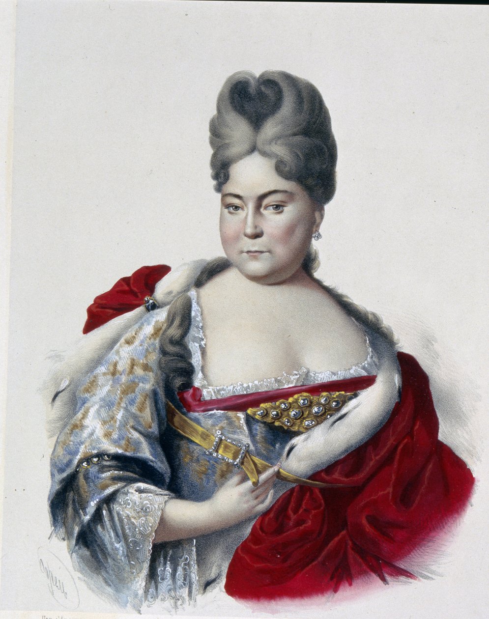 Retrato da grã-duquesa Natalya Alexeevna da Rússia (1673-1716), irmã do czar Pedro I, o Grande (1672-1725). (Retrato da grã-duquesa Natalya Alexeevna da Rússia, irmã do czar Pedro, o Grande). Obra de Pyotr Fyodorovich Borel (1829-1898), de Pyotr Fyodorovich Borel