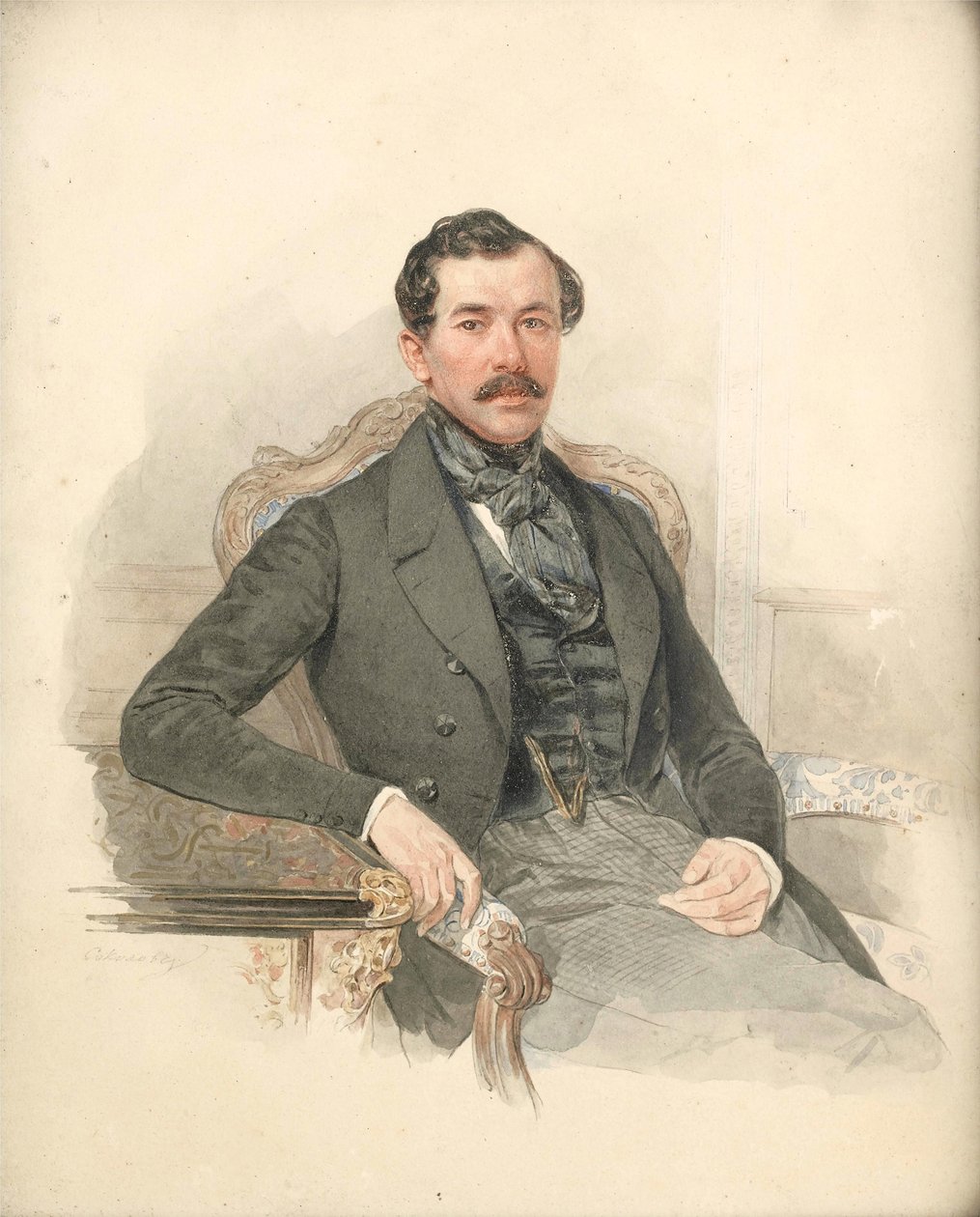 Maximilien de Leuchtenberg, mecene et mineralogiste - Retrato de Maximilian de Beauharnais, 3º Duque de Leuchtenberg (1817-1852) - Pyotr Fyodorovich Sokolov (1791-1848). Aquarela sobre papelão Dimensão : 25x21 cm Colecção Privada de Pyotr Fyodorovich Sokolov