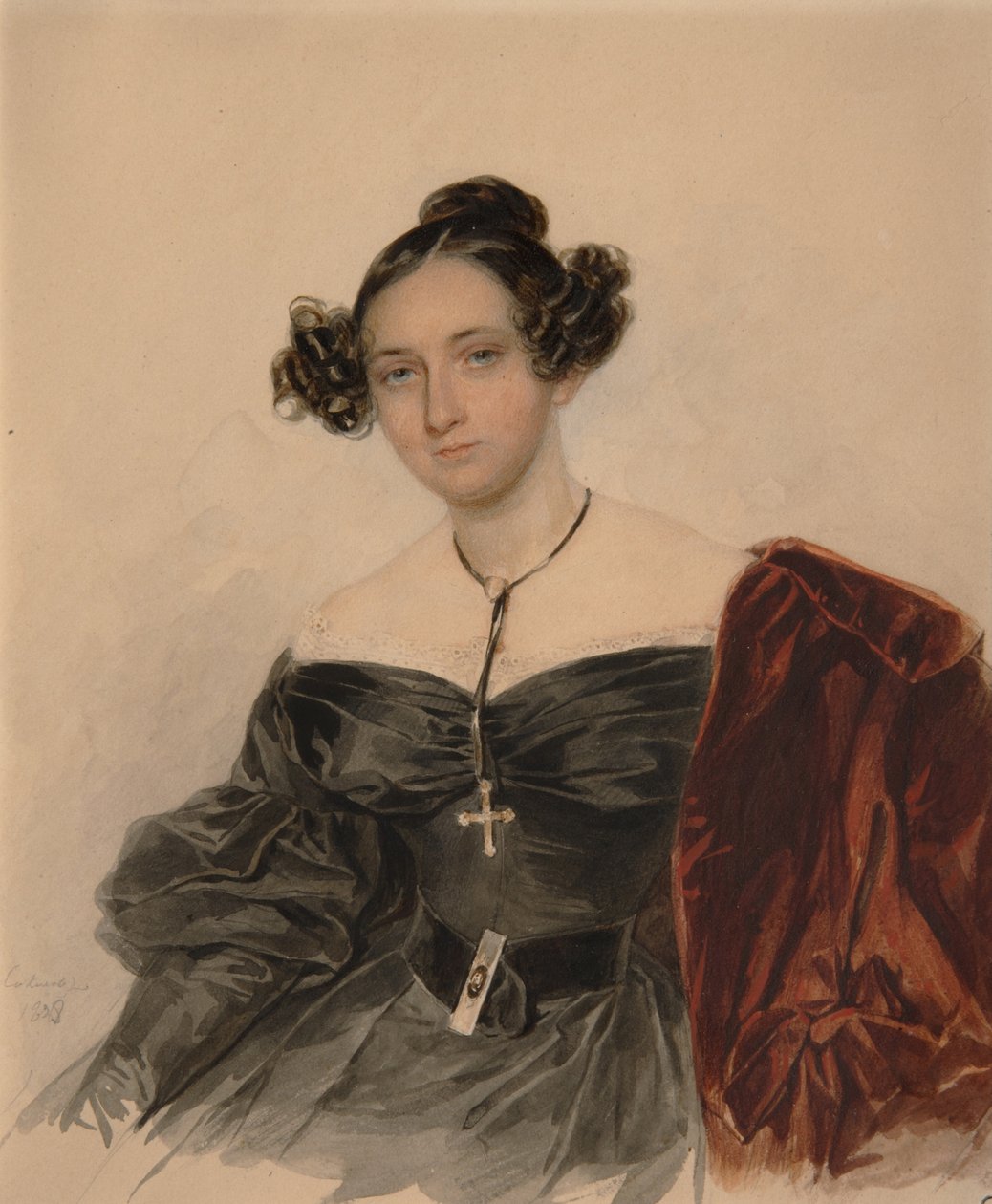 Retrato da condessa Nadezhda Ivanovna Golitsyna 1796-1868, née Condessa Kutaysova, 1832 de Pyotr Fyodorovich Sokolov