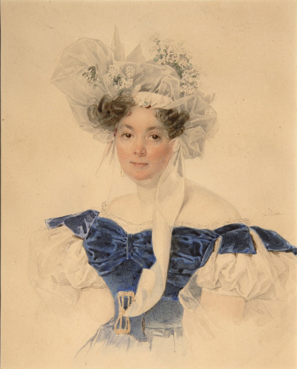 Retrato da condessa Varvara Sergeyevna Golitsyna 1794-1875, née Rumyantseva-Kagulska, meados da década de 1830 de Pyotr Fyodorovich Sokolov