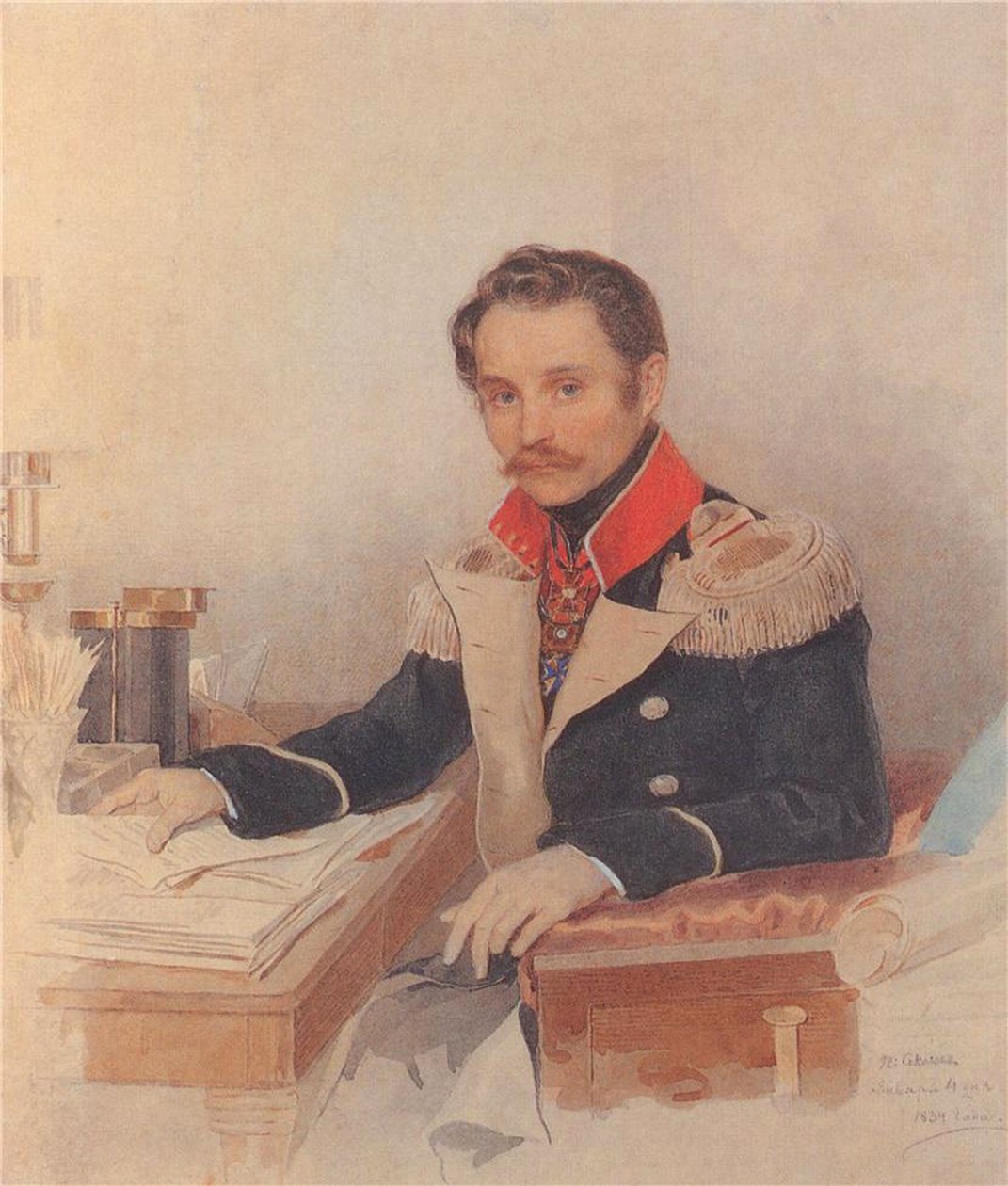 Retrato de Leonty Vasilievich Dubelt 1792-1862, Chefe do Estado Maior do Corpo de Gendarmes, 1834 de Pyotr Fyodorovich Sokolov