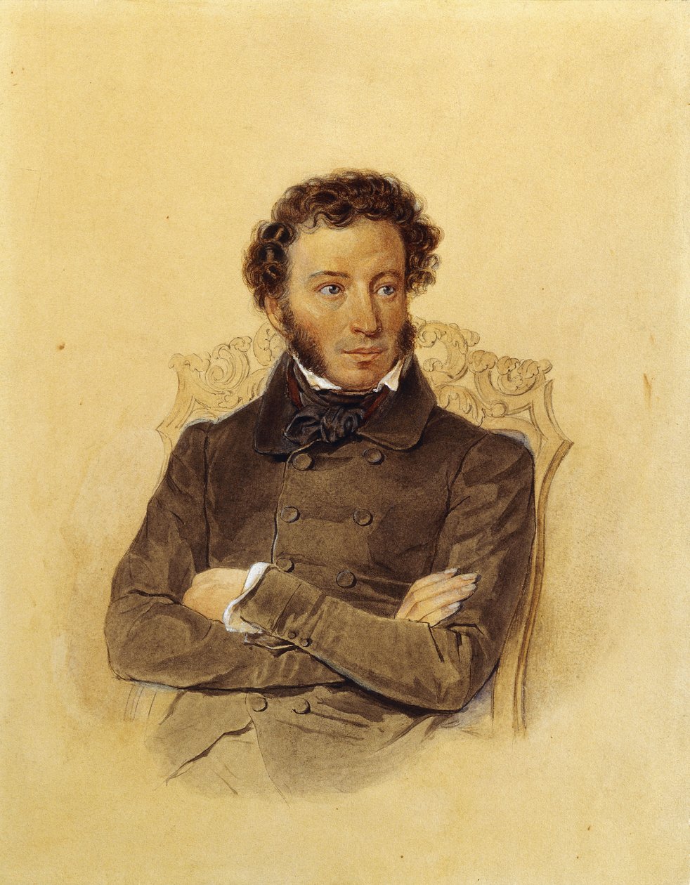 Retrato do poeta Aleksandr Sergeevich Pushkin, c. 1830 de Pyotr Fyodorovich Sokolov