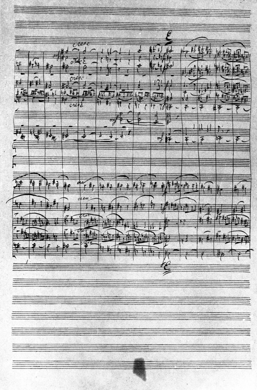 Manuscrito da partitura do Ballet Nutcracker de Piotr ou Petr Ilyich Tchaikovsky (ou Tchaikovsky ou Ciajkovskij ou Tchaikowsky de Pyotr Ilyich Tchaikovsky
