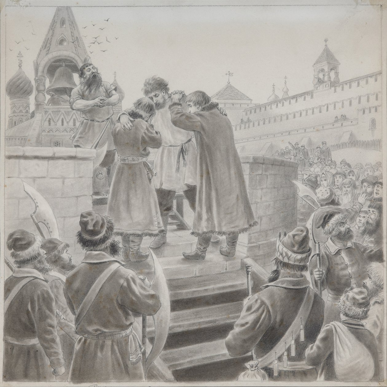 Ilustração do poema A Canção do Mercador Kalashnikov de M. Lermontov de Pyotr Ivanovich Korovin