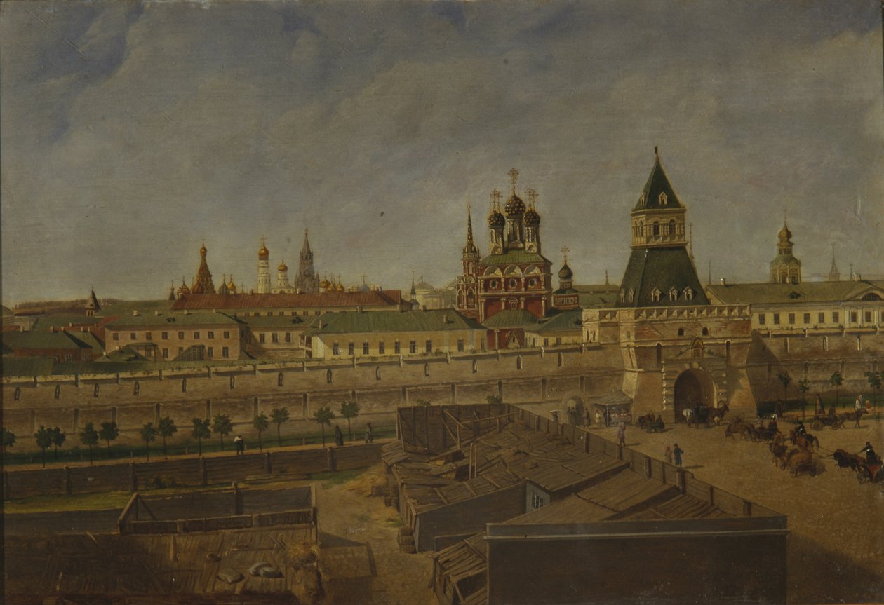 Os portões de Ilyinsky em Moscou, meados do século 19. de Pyotr Ivanovich Moiseyev