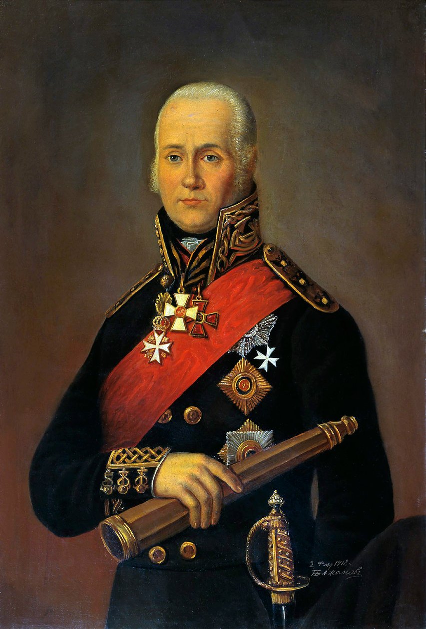 Retrato do Almirante Fyodor Fyodorovich Ushakov 1745-1817, 1912.   de Pyotr Nikolaevich Bazhanov