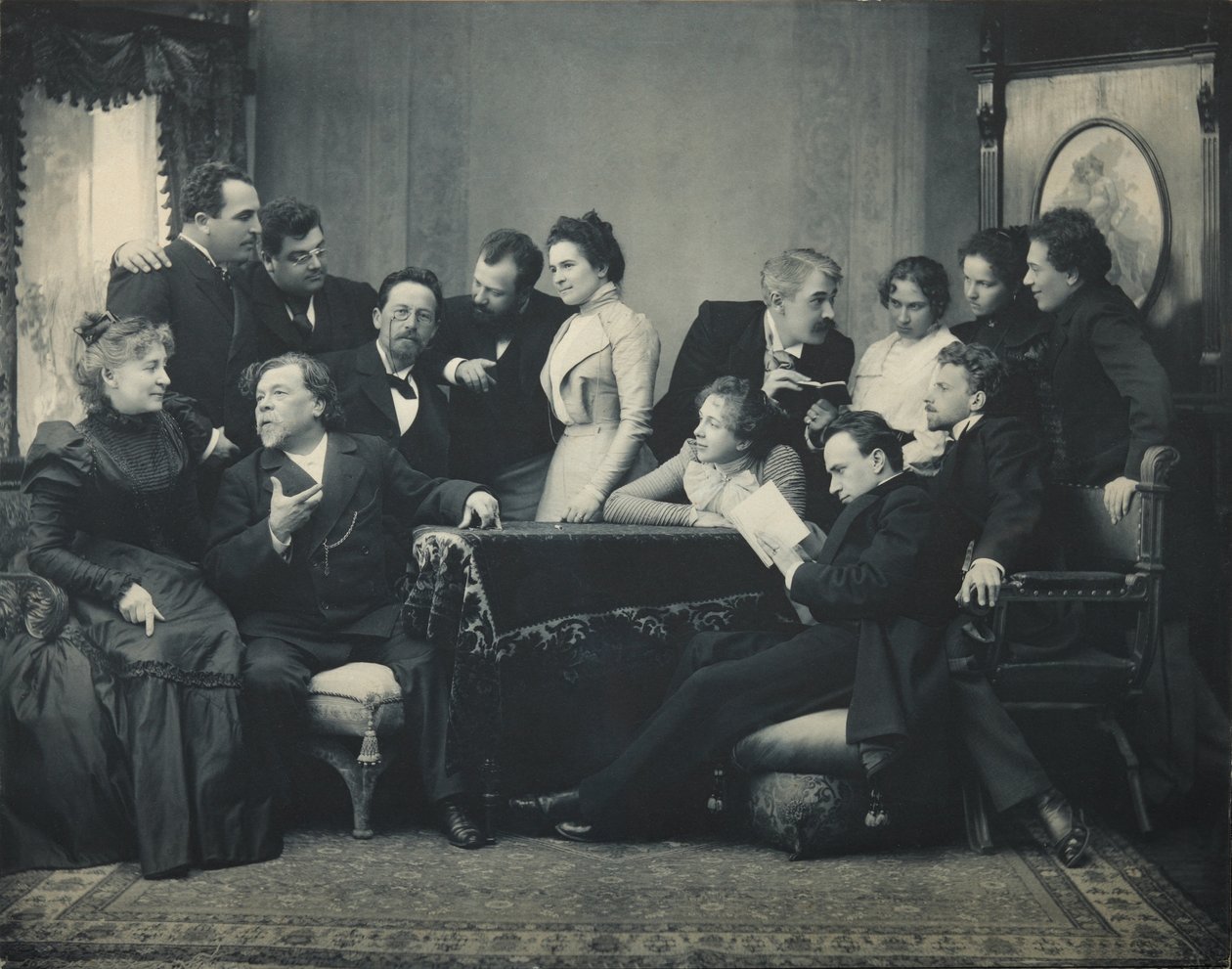 Anton Chekhov entre atores da peça A Gaivota, 1899 de Pyotr Petrovich Pavlov