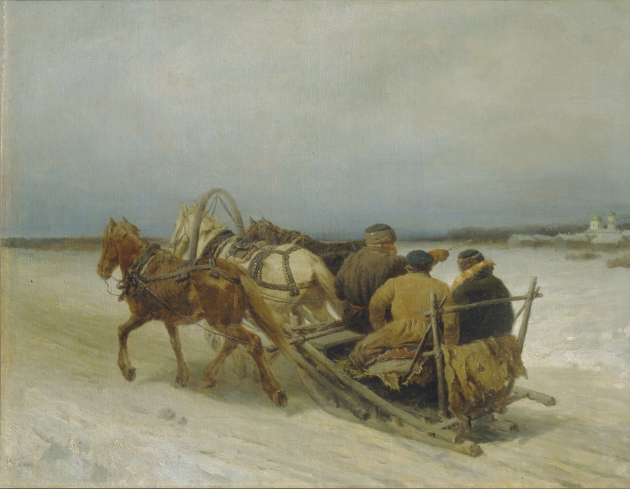 Troika no inverno, década de 1880 de Pyotr Petrovich Sokolov