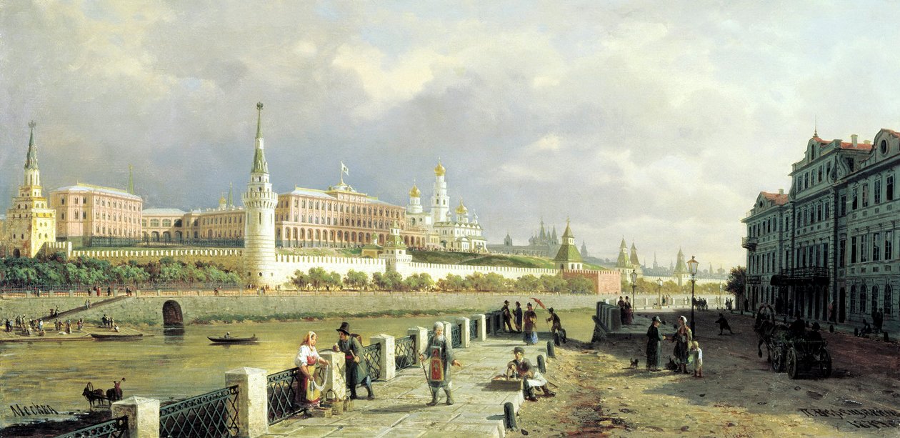 Vista do Kremlin da Sophia Embankment em Moscou, 1879. de Pjotr ​​​​Petrowitsch Wereschtschagin