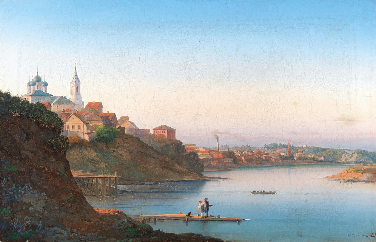 A Igreja da Dormição em Krutitsy em Moscou com o Mosteiro Simonov ao fundo, 1858. de Pyotr Sergeevich Stepanov