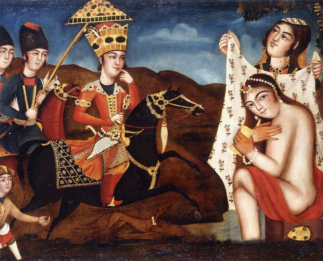 Khusraw Descobrindo o Banho de Shirin, c. 1840 de Qajar School