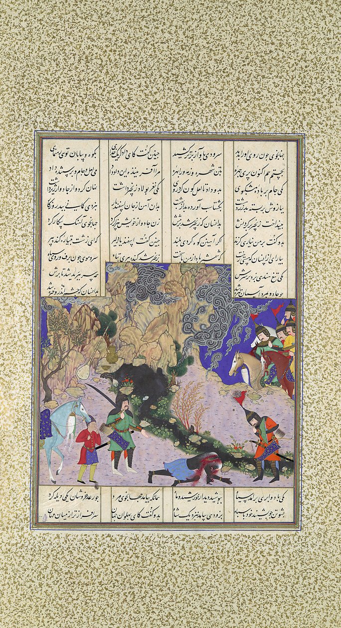 Quarto Curso de Isfandiyar: Ele Mata uma Feiticeira, Folio 435v do Shahnama..., ca. 1525-30. de Qasim ibn 