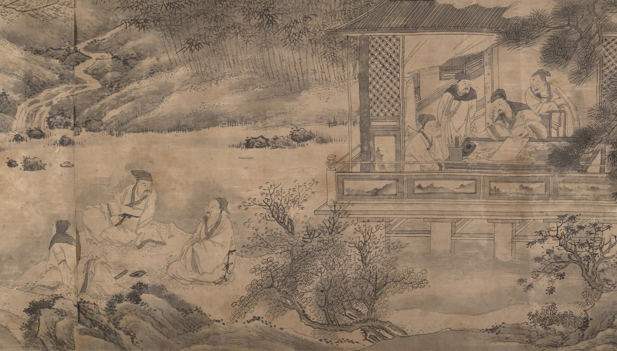 Encontro de Poetas no Pavilhão das Orquídeas, datado de 1607. de Qian Gong