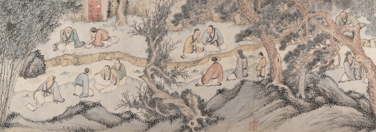 Encontro no Pavilhão das Orquídeas, datado de 1560. de Qian Gu