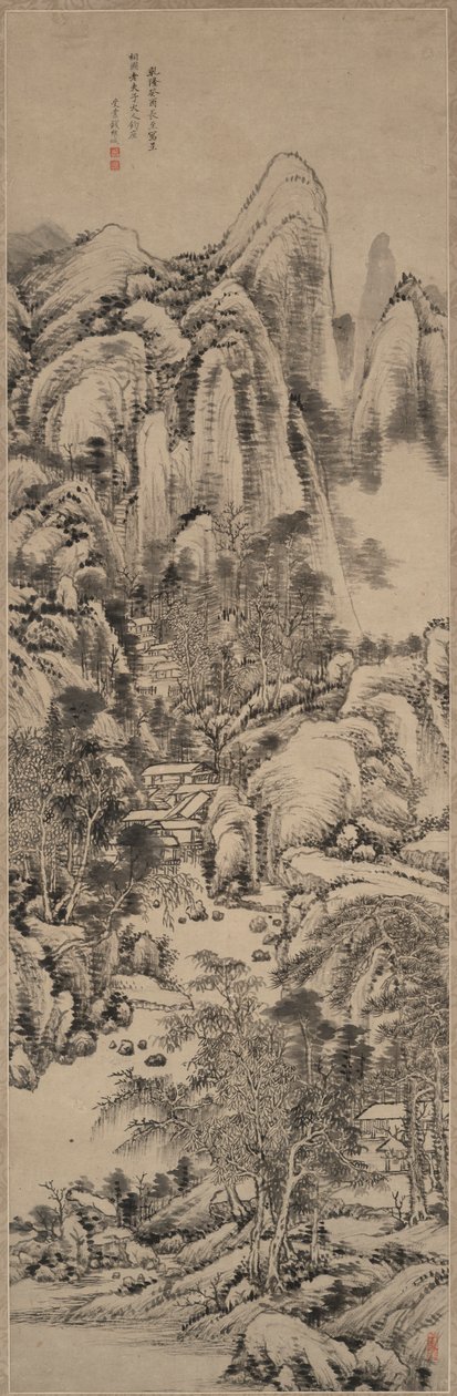 Paisagem no estilo de Huang Gongwang de Qian Weicheng