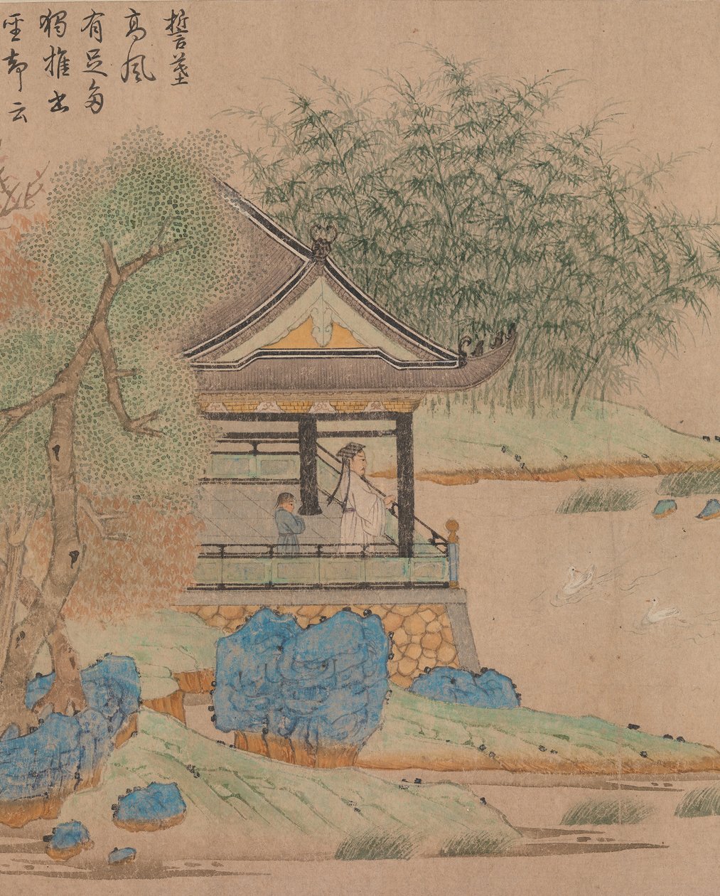 Wang Xizhi assistindo gansos, ca. 1295. de Qian Xuan