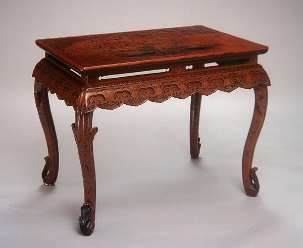 Tabela, período Kangxi (1662-1722) (madeira laqueada e tecido de cânhamo) (ver também 272132) de Qing Dynasty Chinese School