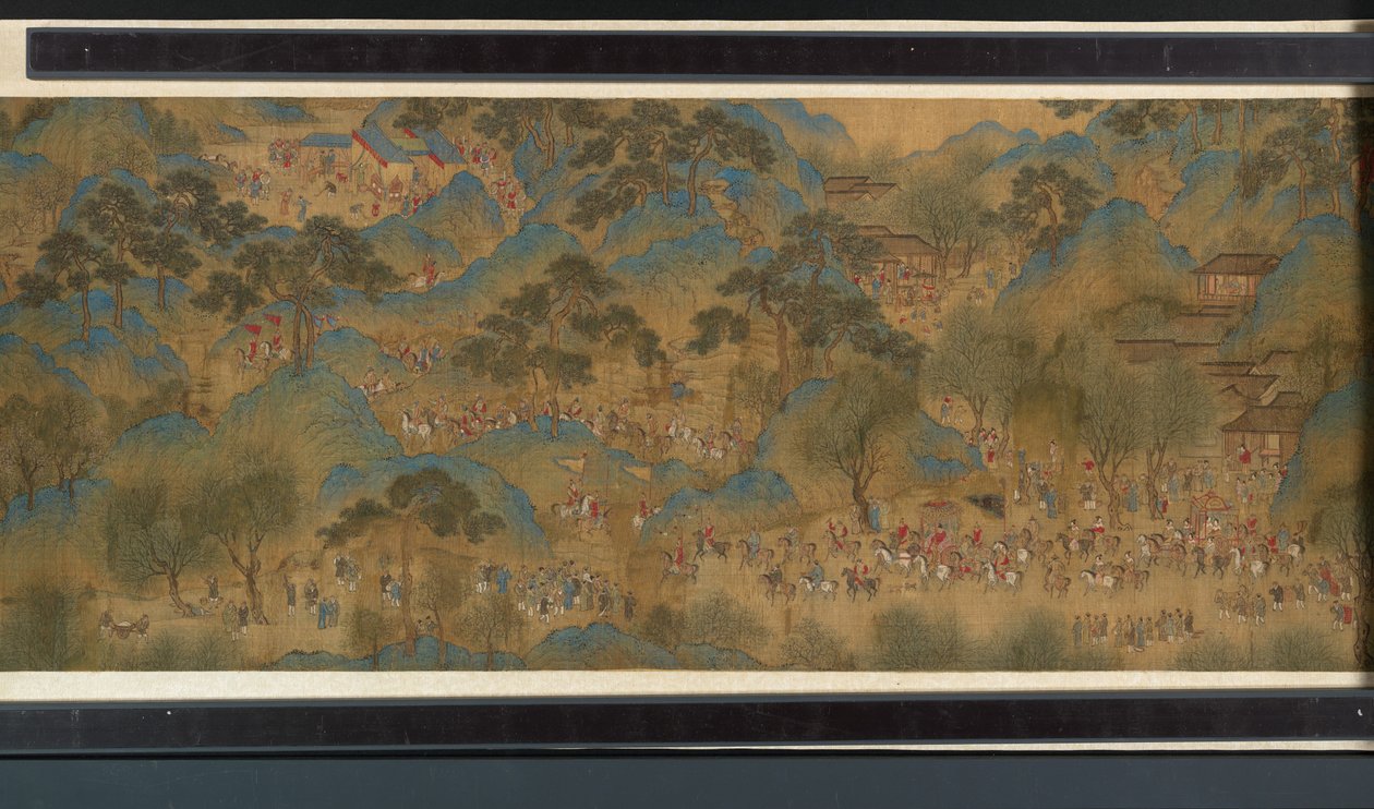 Festival da Primavera no rio de Qing Dynasty Chinese School