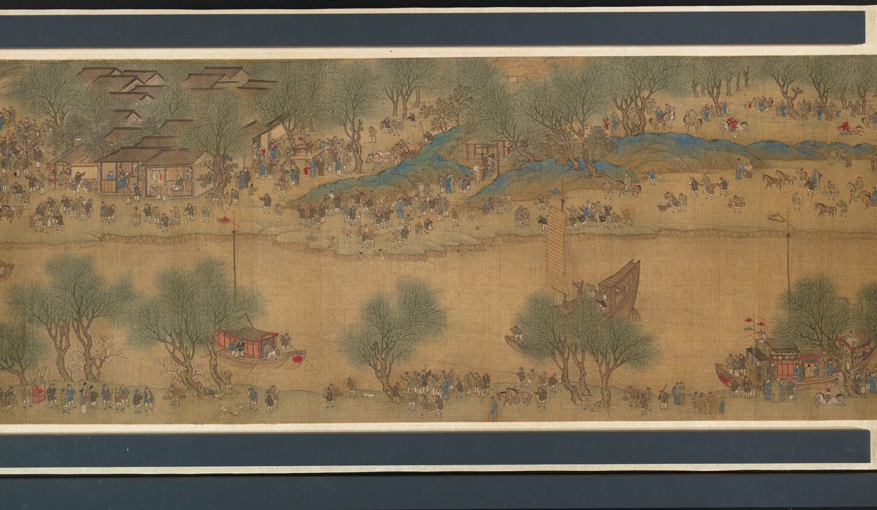 Festival da Primavera no rio de Qing Dynasty Chinese School