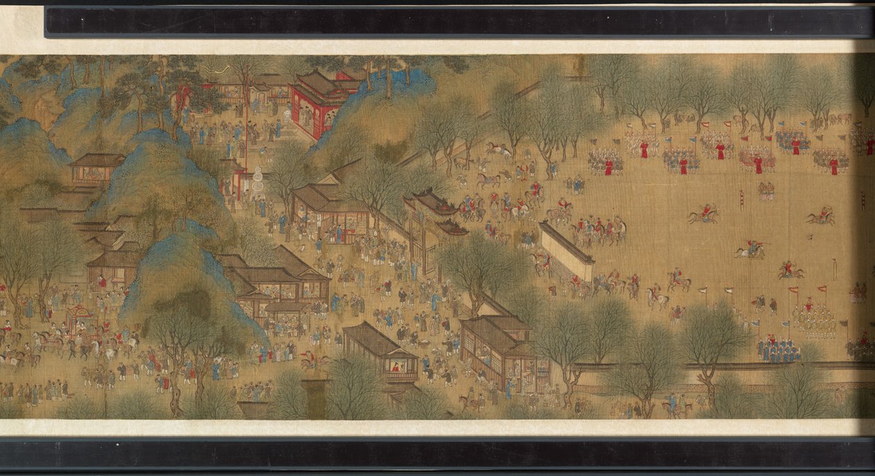 Festival da Primavera no rio de Qing Dynasty Chinese School