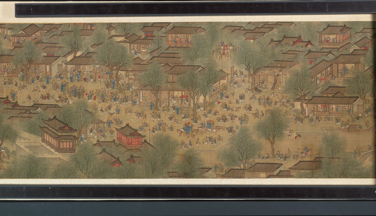 Festival da Primavera no rio de Qing Dynasty Chinese School