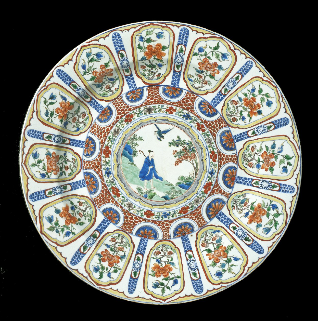 Um grande prato de Imari de verte, Período de Kangxi, 1662-1722 (porcelana) de Qing Dynasty Chinese School