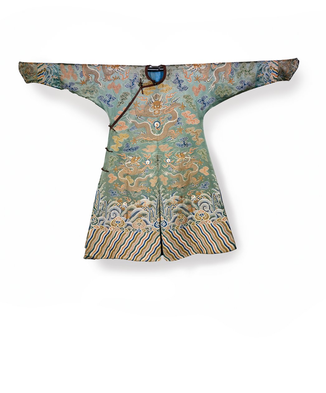 Vestido da corte de seda de celadon para uma princesa imperial, Jifu, China de Qing Dynasty Chinese School