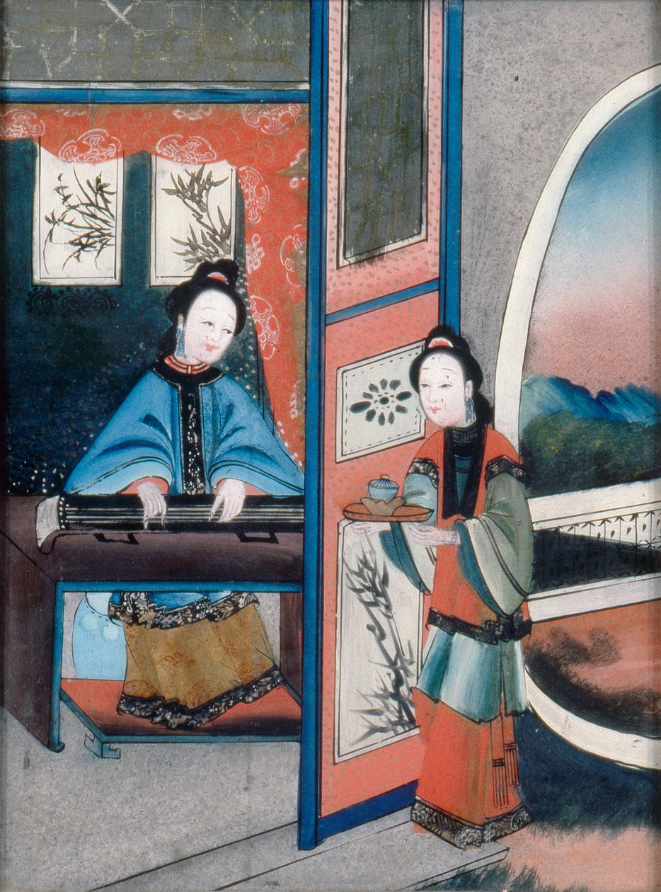 Interior chinês, c.1800 (óleo sobre tela) de Qing Dynasty Chinese School