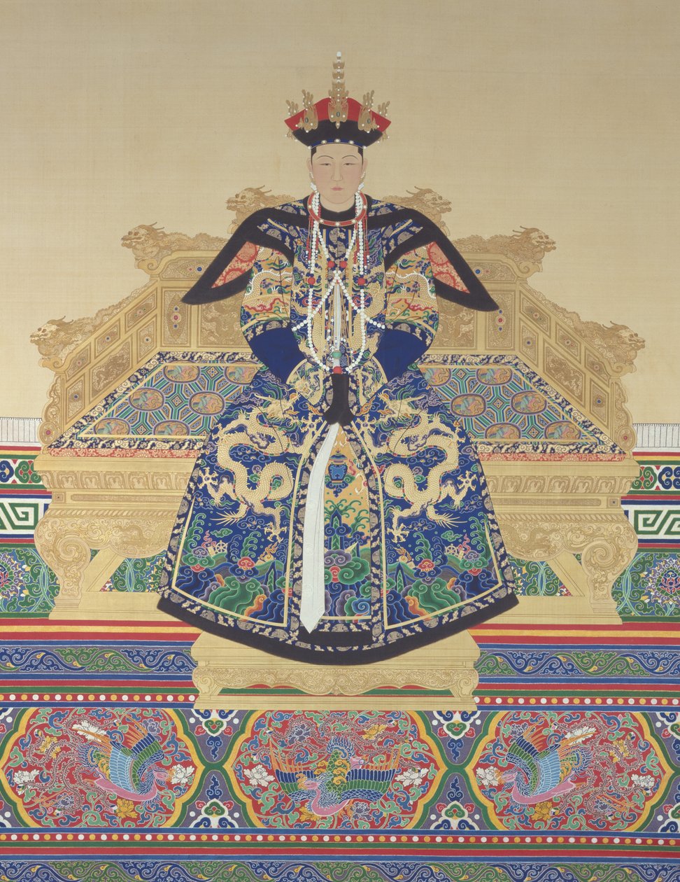 Imperatriz Xiao Cheng Ren (1653 - 1674) primeira consorte do imperador Kangxi da dinastia Qing (tinta e cor sobre seda) de Qing Dynasty Chinese School