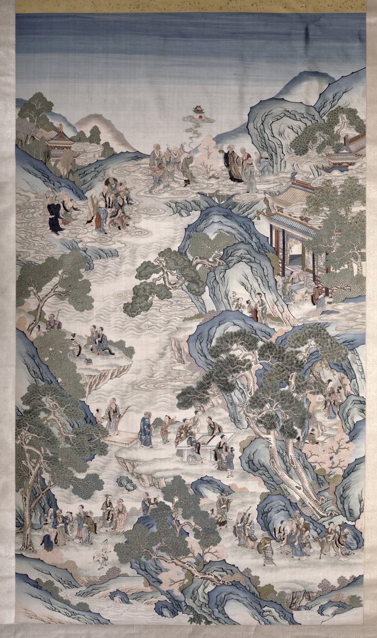 Reuniões de Grupos Imortais, c.1800 (têxteis) de Qing Dynasty Chinese School