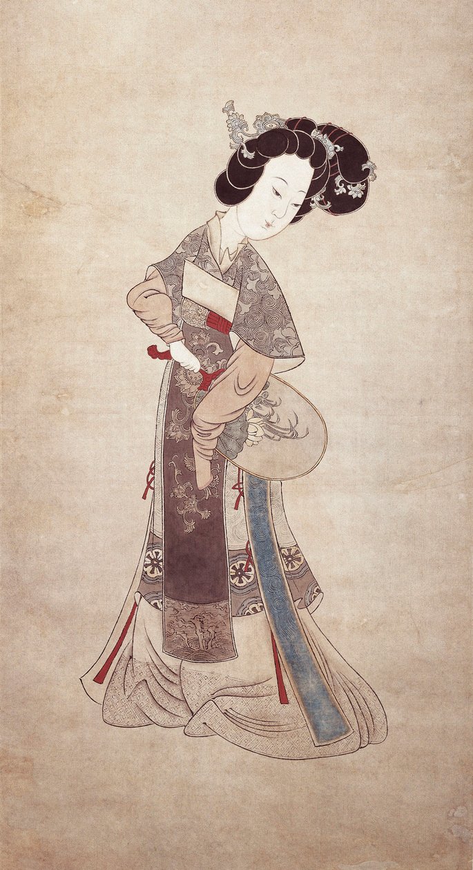 Lady of China, de Ren Shyong (pintura em seda) de Qing Dynasty Chinese School