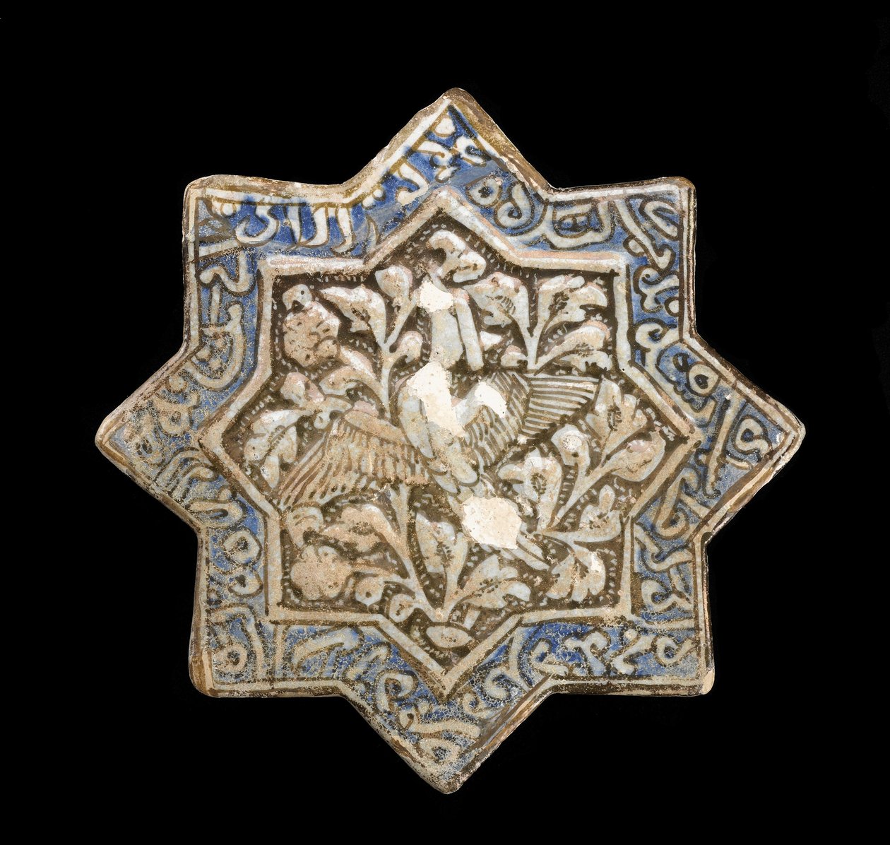 Paisagem com árvores altas, ventilador de dobramento, meados do século XVIII de Qing Dynasty Chinese School
