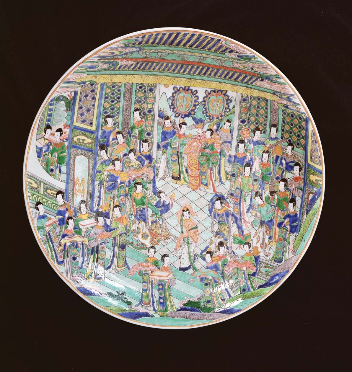 Carregador Grande Famille Verte, período Kangxi (1662-1722) (porcelana) (ver também 272194) de Qing Dynasty Chinese School