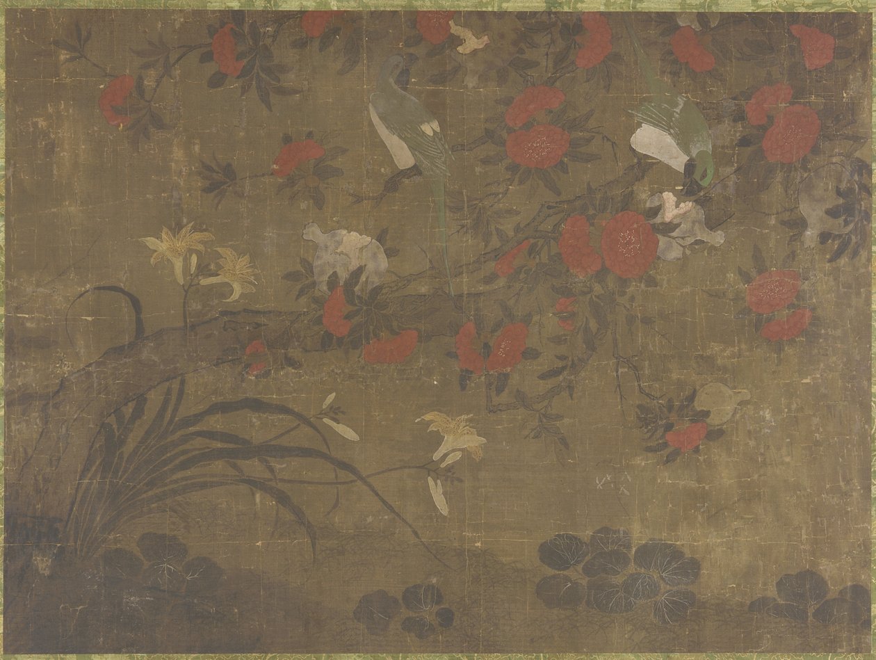 Papagaios Comer Romãs, do século XVII-XVIII de Qing Dynasty Chinese School