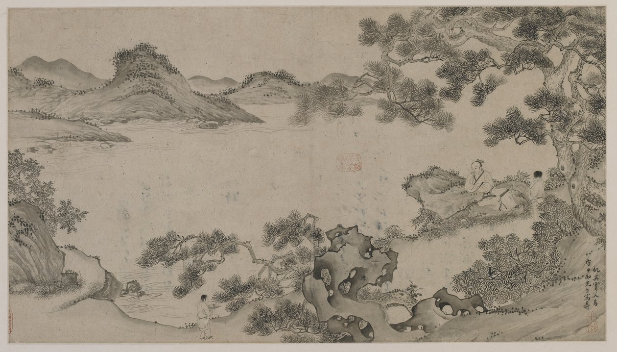 Paisagem do rio (tinta no papel) de Qing Dynasty Chinese School