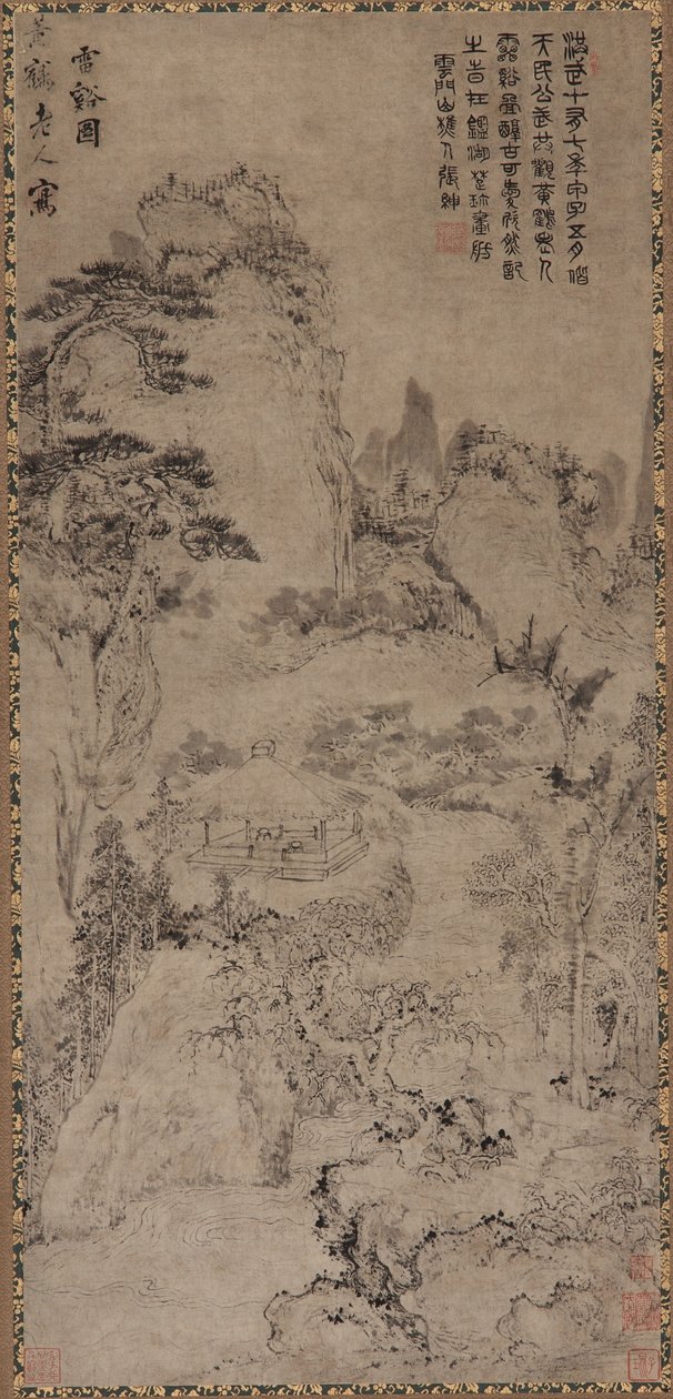 Thunder Creek (tinta em papel cinza) de Qing Dynasty Chinese School