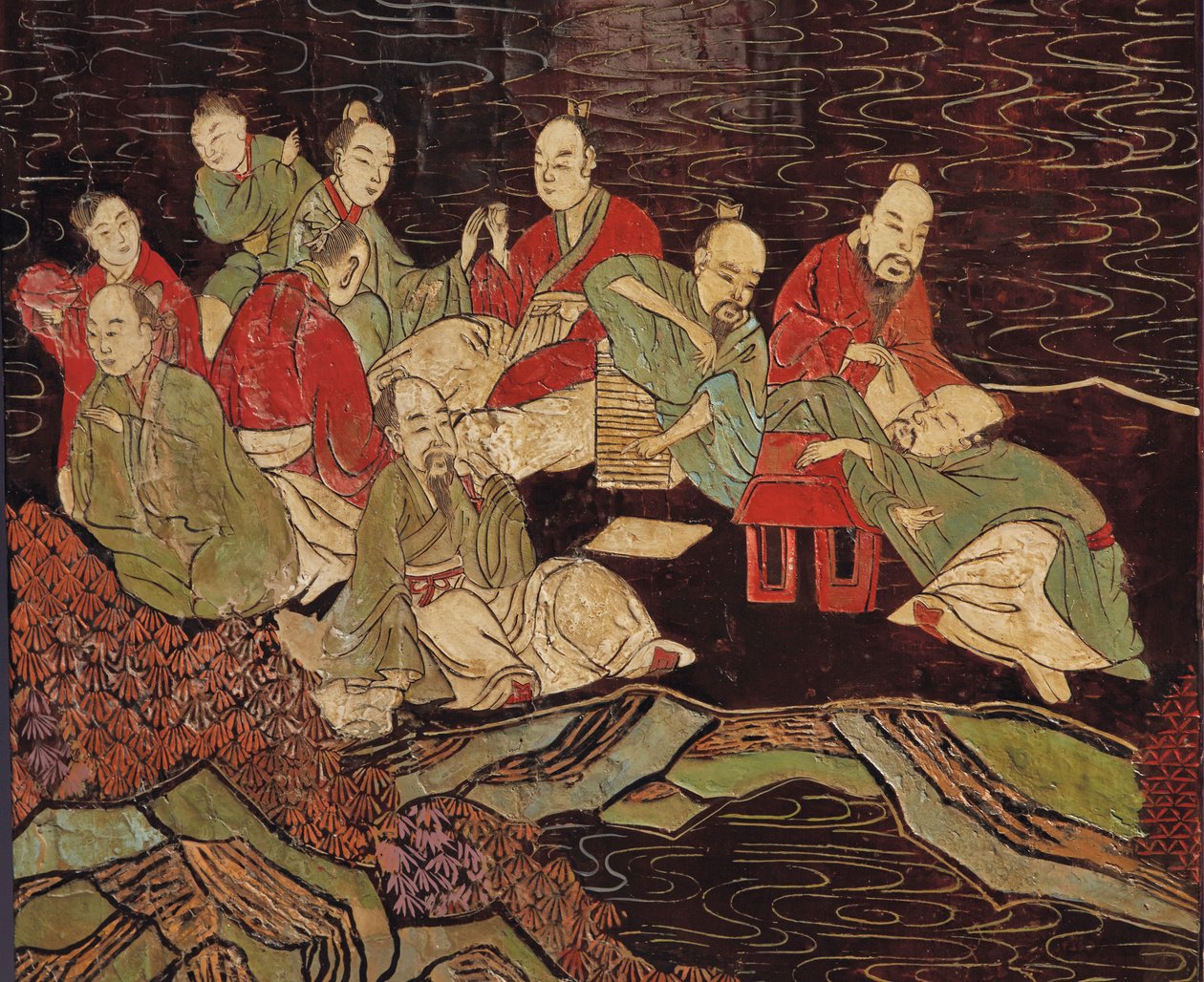 Biombo de coromandel, doze vezes, século XVIII de Qing Dynasty Chinese School