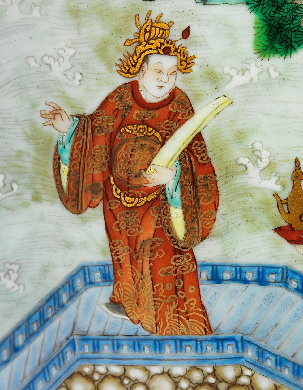 Um par de vasos de rosas da família imperial (cerâmica) de Qing Dynasty - Jiaqing Period Chinese School