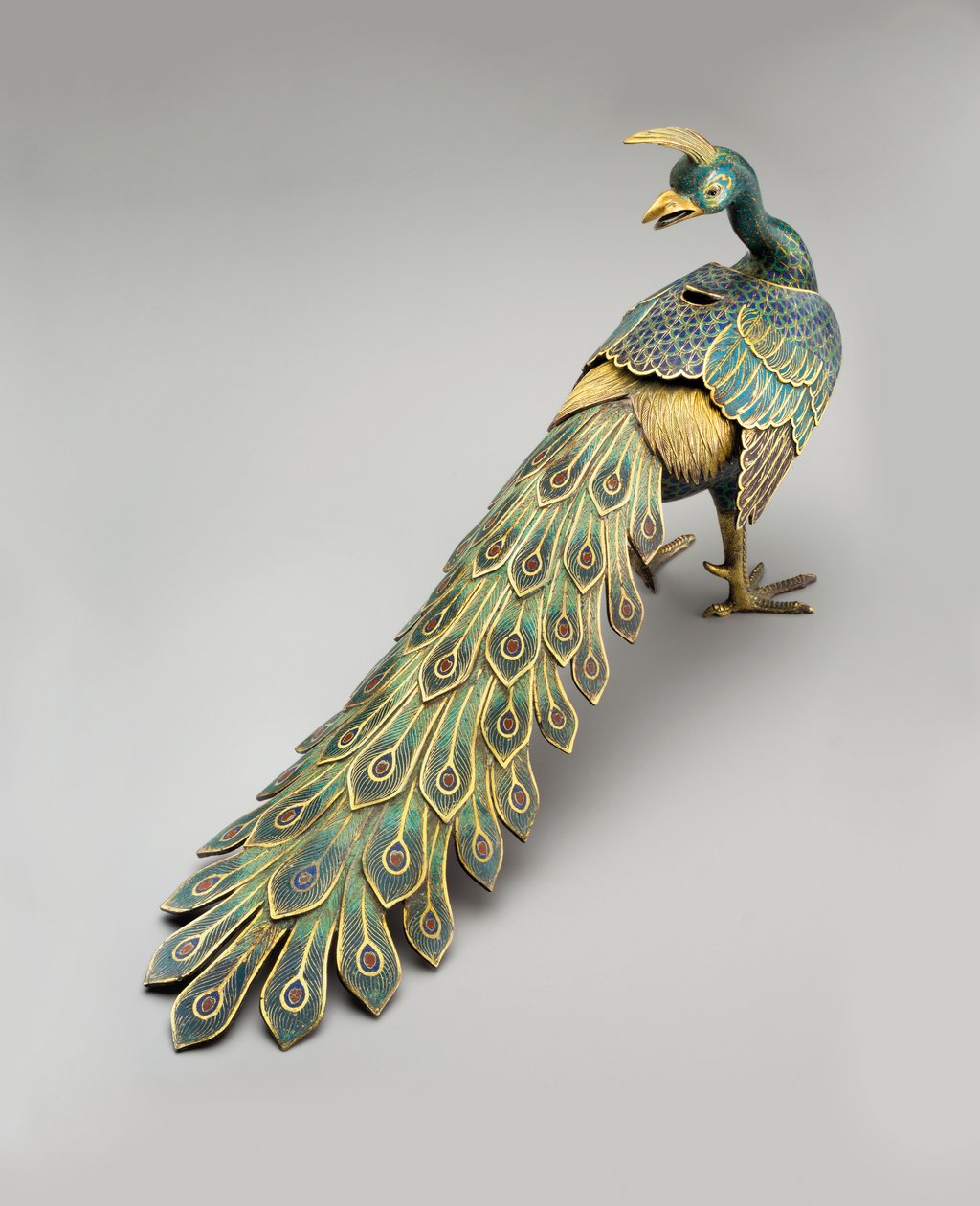 Incensário cloisonné em forma de pavão de Qing Dynasty   Qianlong Period Chinese School